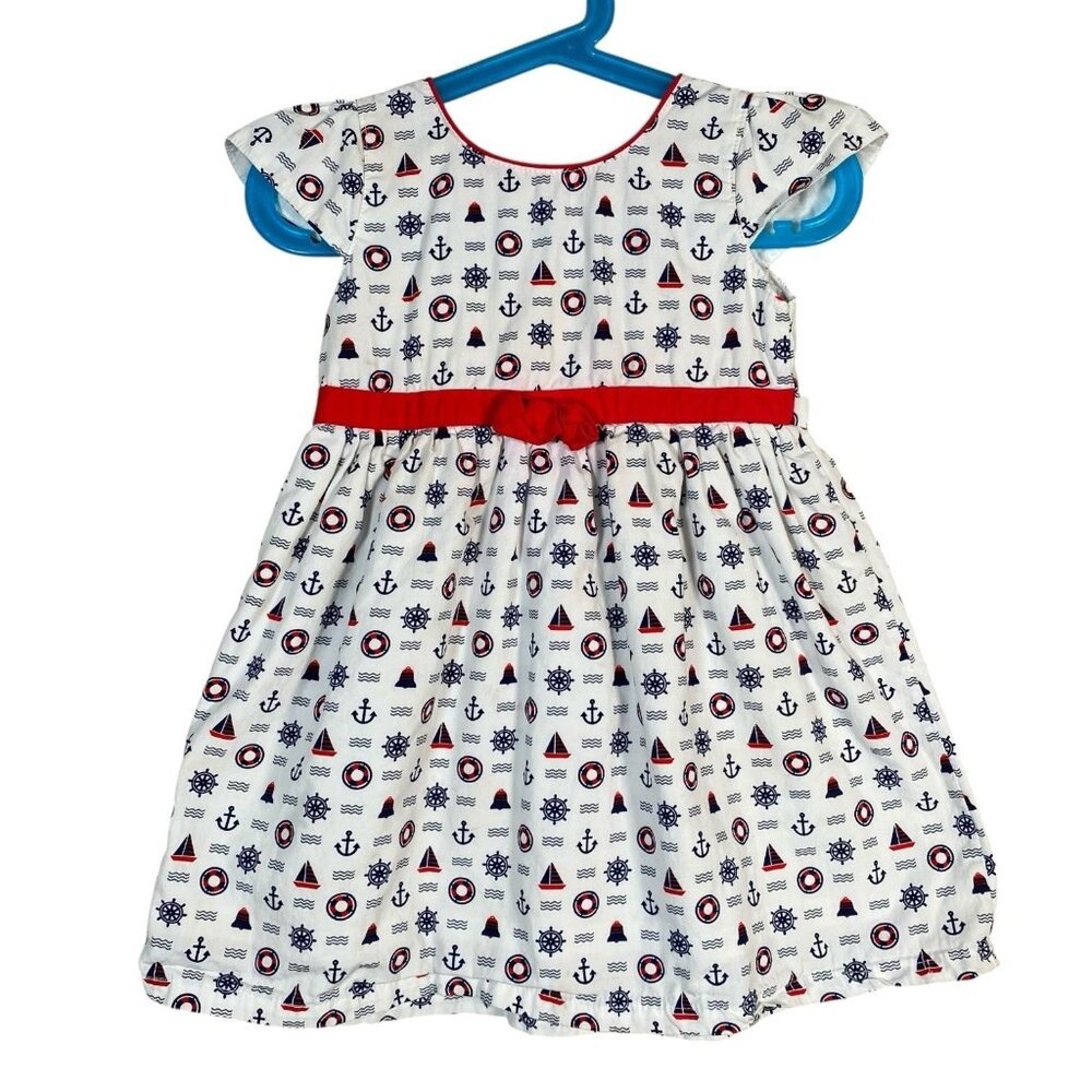 Nautical Cruise Themed Baby Girl Dress 18-24M Summer Vacation Coastal Preppy